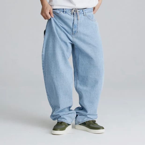 비에스래빗 카펜터 루즈핏 데님 팬츠 라이트블루