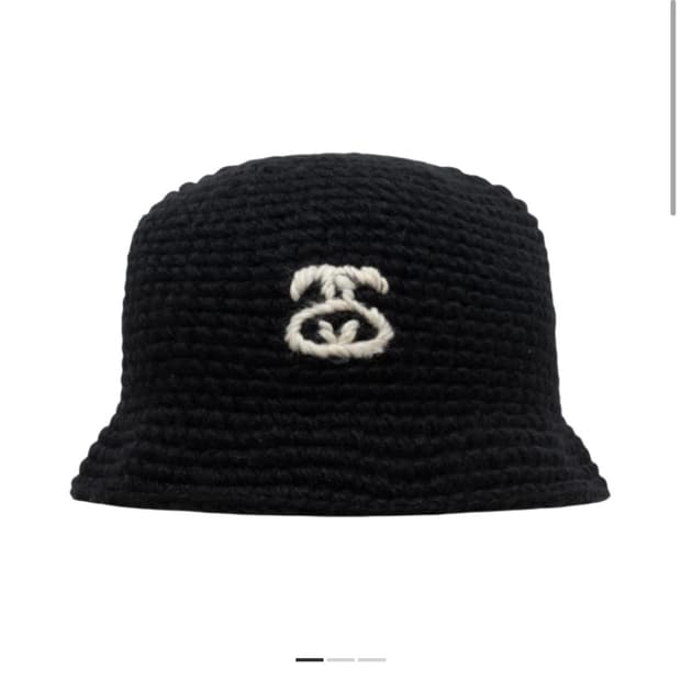 스투시 SS 링크 니트 버킷햇 블랙