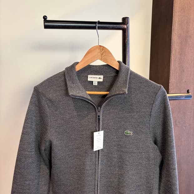 15406 - 라코스테 그레이 울 니트 집업 (울 83%)