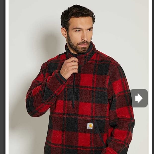 칼하트 후리스 짚업 자켓 m (블랙, 레드)