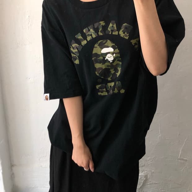 BAPE 베이프 카모 사루 로고 티셔츠