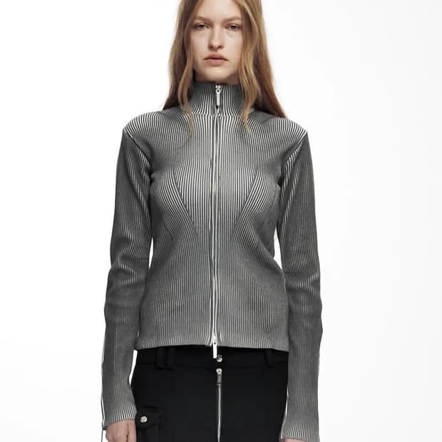 나체 SMUDGE KNIT ZIP-UP 1사이즈