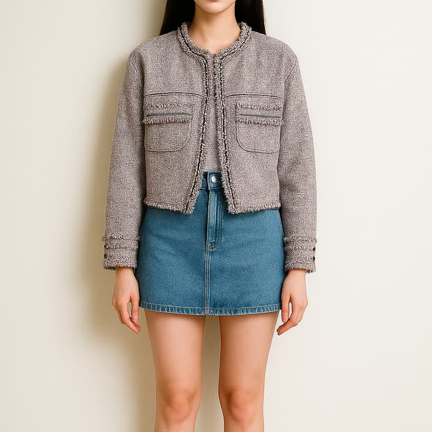 SYSTEM. 트위드 노카라 자켓_66