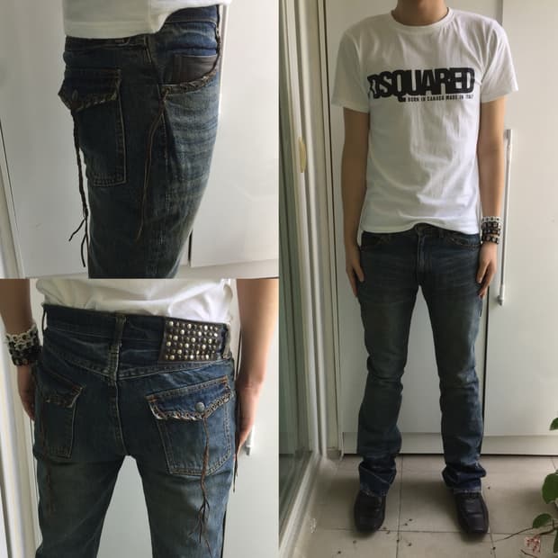 Schlussel Chain Pocket Slim Denim Pants