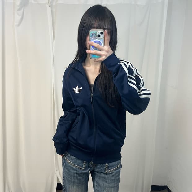 Adidas navy vintage Firebird jersey