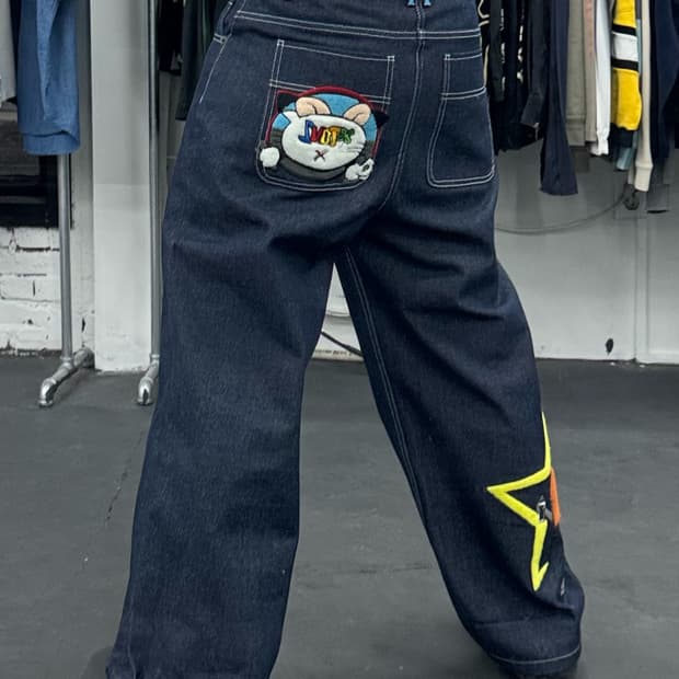 엑스톤즈 패치워크 데님팬츠