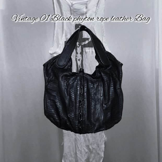 Vintage 01 Black phyton rope leather Bag