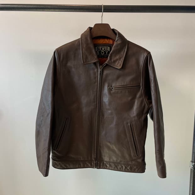 (L) 90s Bugle Boy 버글보이 브라운 소가죽 싱글 레더자켓