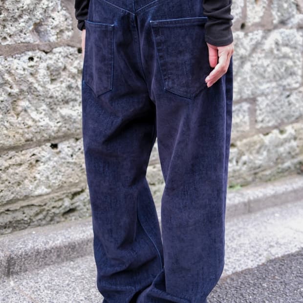테이 벨벳 데님 생지 청바지 와이드 팬츠