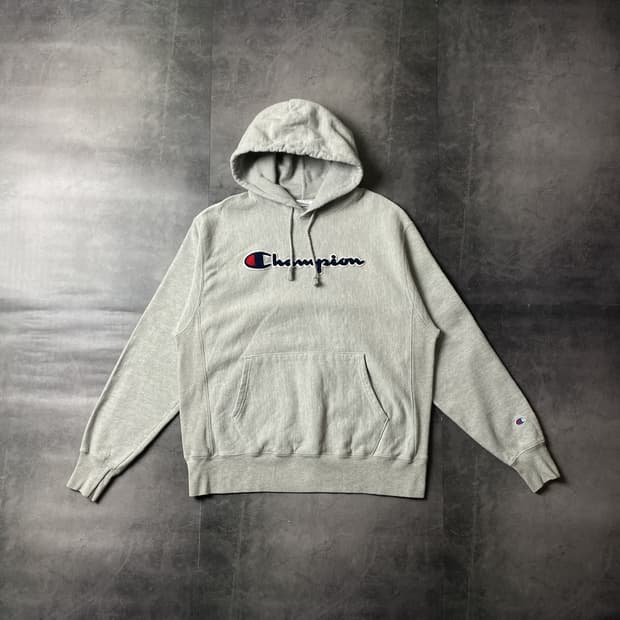 CHAMPION 챔피온 리버스위브 그레이 기모 후드티 A00476