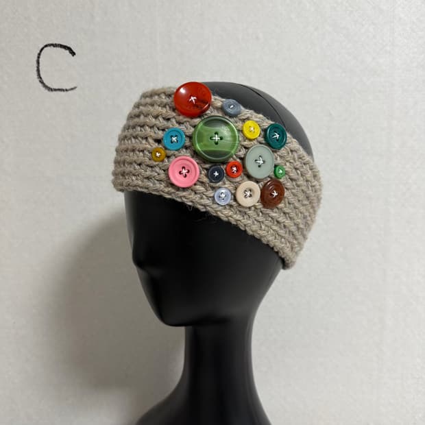 버튼 헤어밴드 C