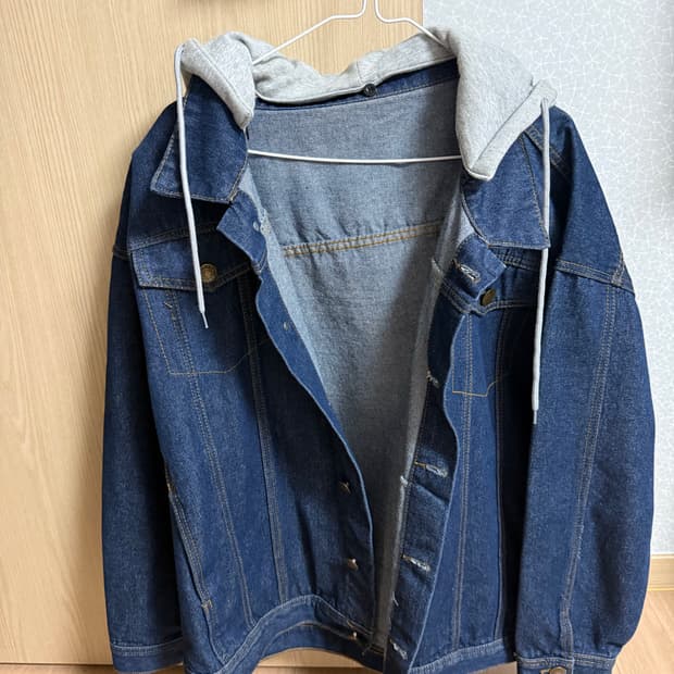 남성 후드 탈부착 오버핏 데님 청자켓
