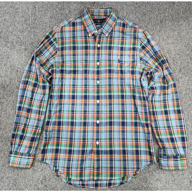 폴로 랄프로렌 슬림핏 빈티지 마드라스 체크 셔츠 M