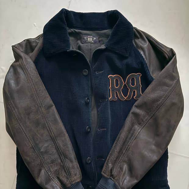 RRL 아플리케 코듀로이 레더슬리브 자켓(M size)