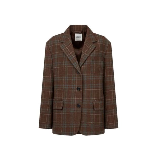 스튜디오 톰보이 브라운 체크 자켓