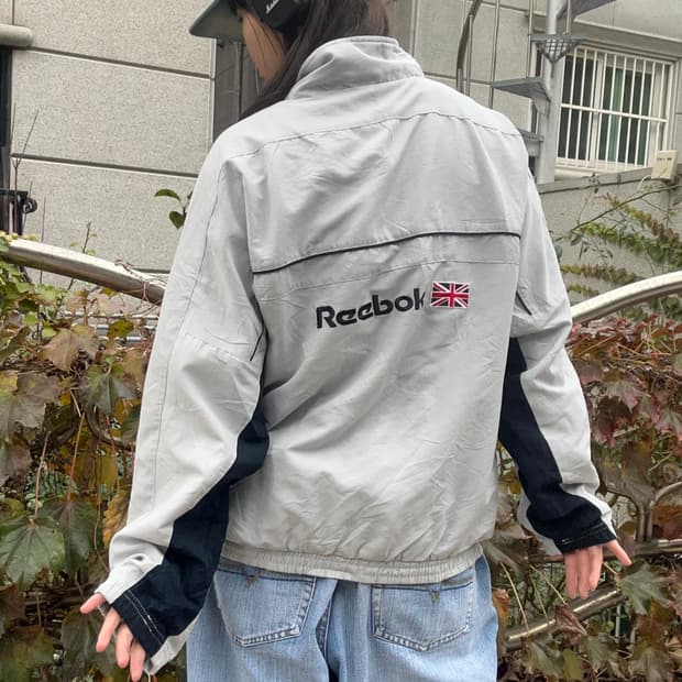 90s REEBOK 유니언잭 그레이 윈드브레이커