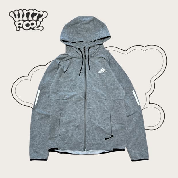아디다스 풀오버 후드집업 M 그레이