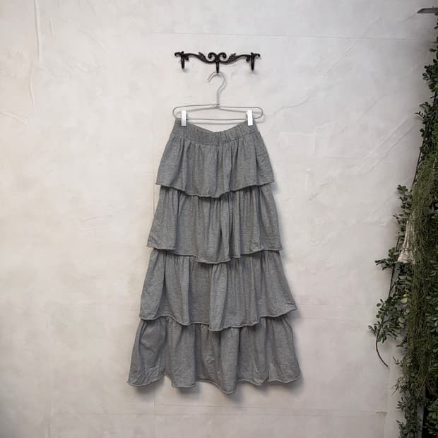 Gray cotton cancan maxi skirt