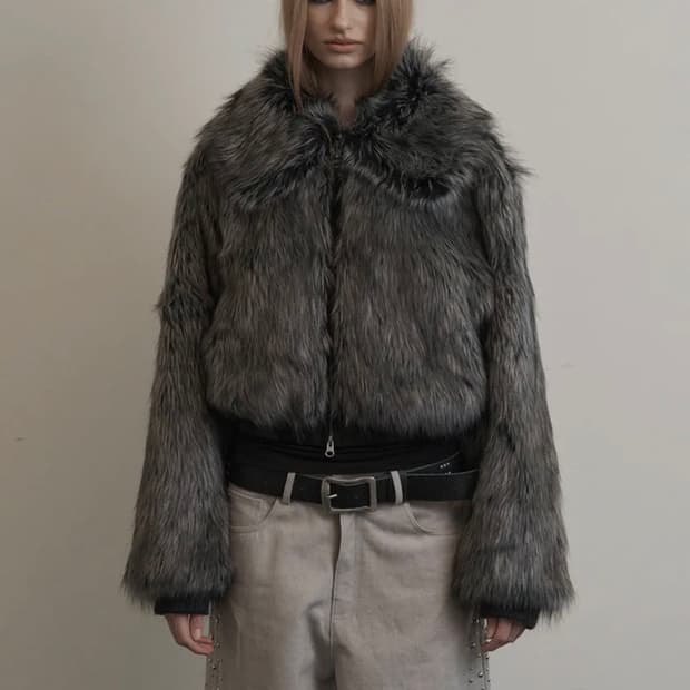 셋업이엑스이 퍼 숏자켓 차콜 새제품