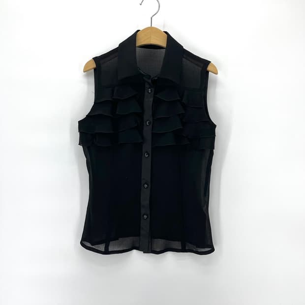 [Courreges] 꾸레쥬 러플드 시스루 슬리브리스