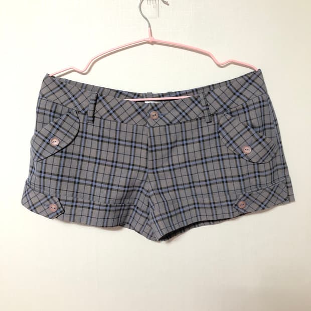 Grey Check Preppy Micro Shorts