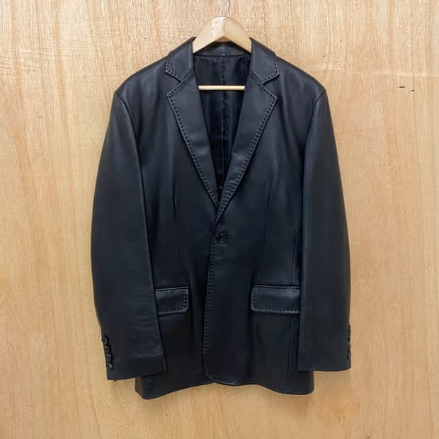 VTG leather stitch blazer jacket 레더 블레이저