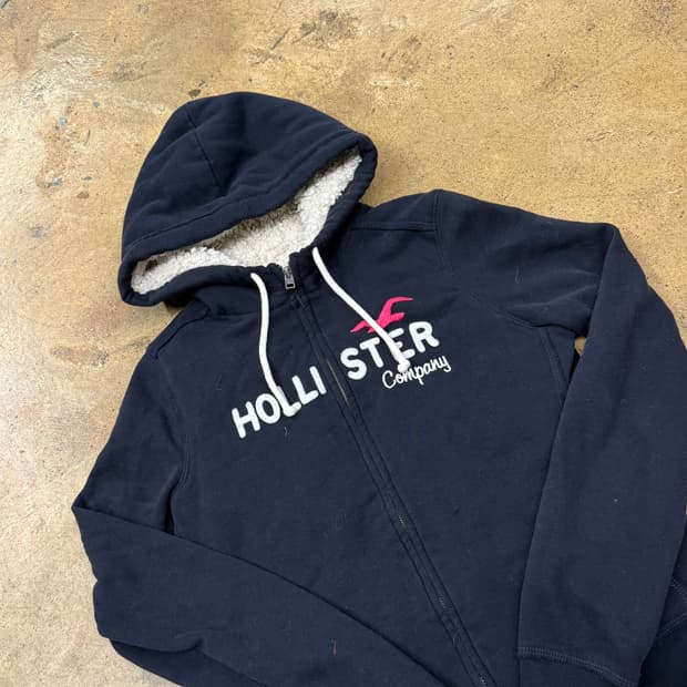 홀리스터 양털 네이비 후드집업