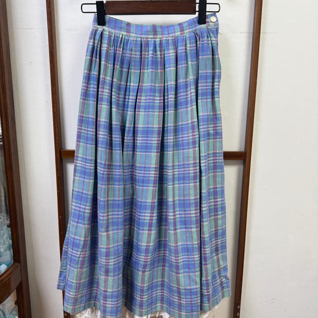 체크 레이스 레이어드 스커트