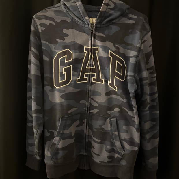 Gap 빈티지 카모 후드집업 블루