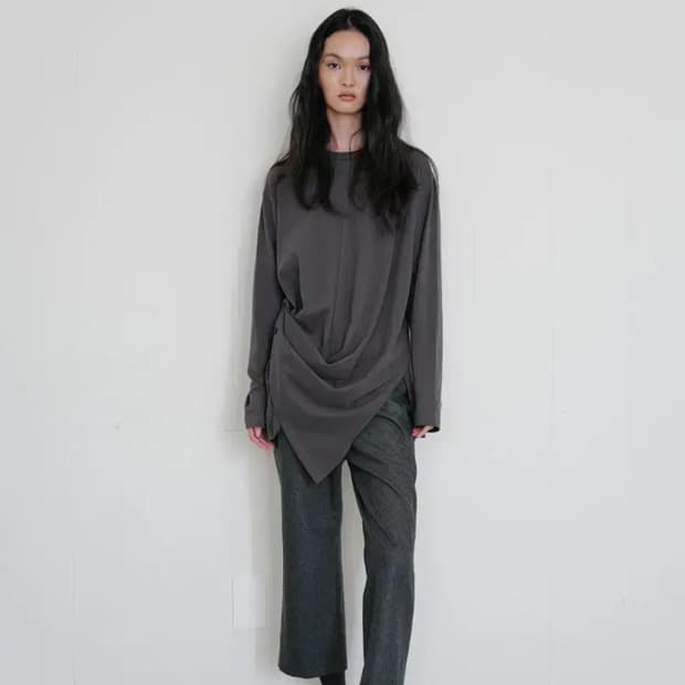 리포스 repos 사이드 버튼 티셔츠 차콜 챠콜