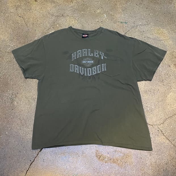 미국 빈티지 할리데이비슨 뉴올리언스 카키 반팔티