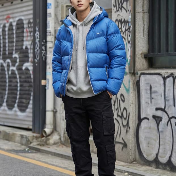 나이키 블루 구스다운 패딩_XL