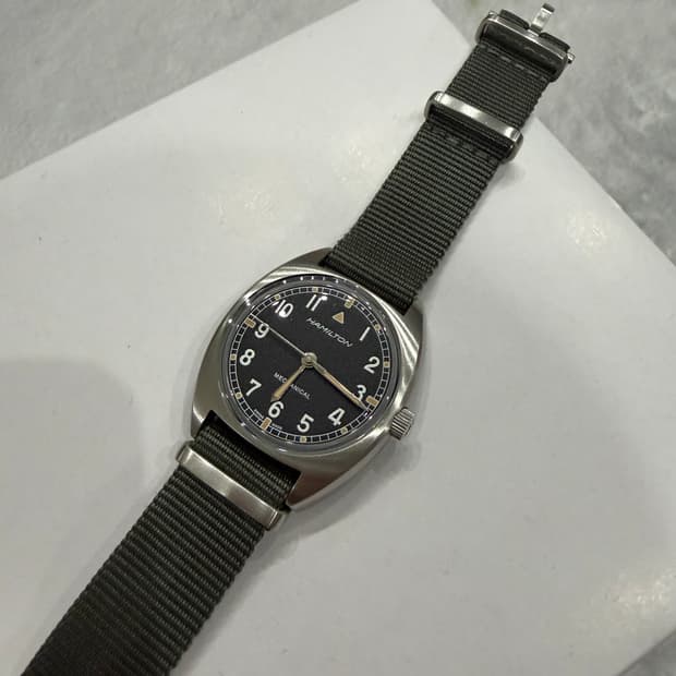 [OS] 해밀턴 W10 카키 에비에이션 파일럿 파이오니어 메카니컬 