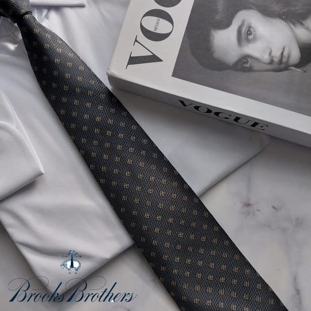브룩스 브라더스 실크 그레이 자카드 넥타이 8.4cm A+등급 K1484