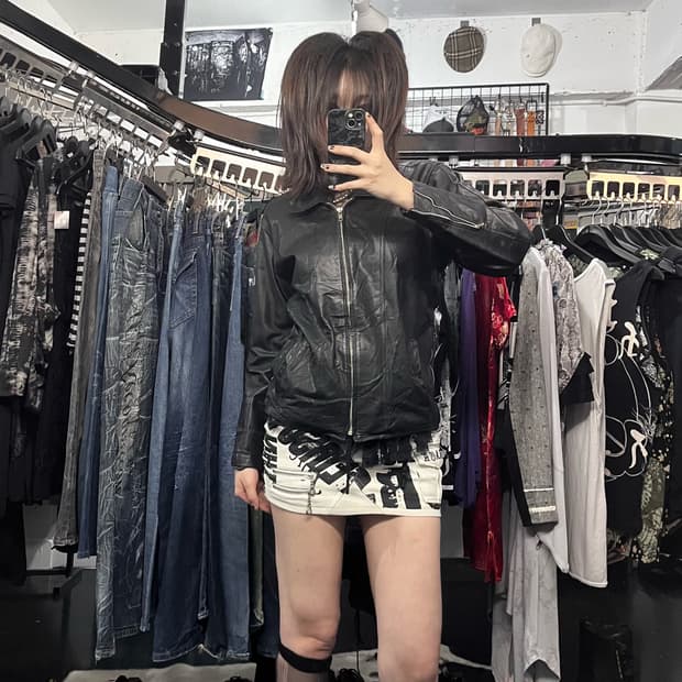 슬림핏 레더 자켓