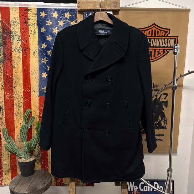 90s 폴로 랄프로렌 U.S NAVY 미 해군 퓨어 울 피코트 N371