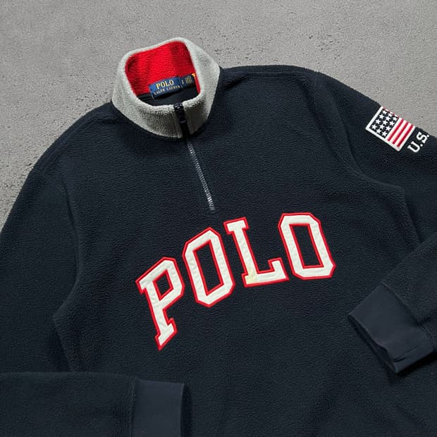 폴로 신형 성조기 하프집업 플리스