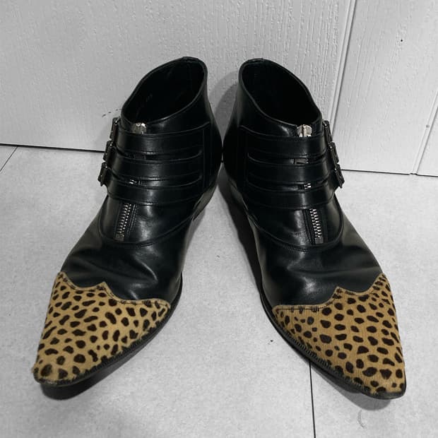 14ss 지디 생로랑 레오파드 송치 부츠