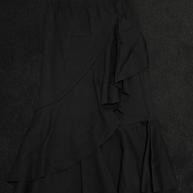 빈티지 블랙 머메이드 드레이핑 미디스커트 아야즈