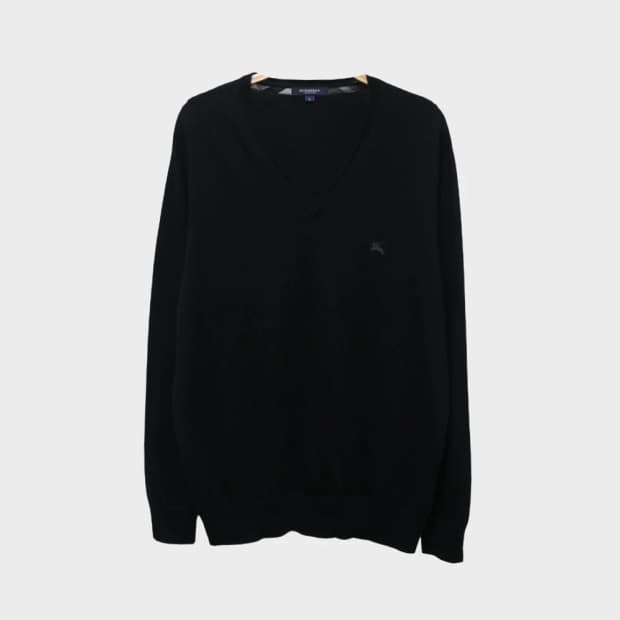 버버리런던 블랙 브이넥 울 혼방니트 60109