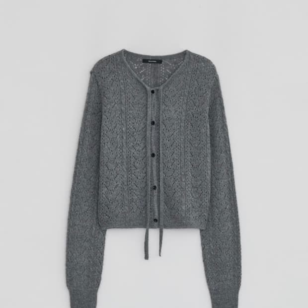 다이애그널 가디건 LACE PUNCHING KNIT CARDIGAN