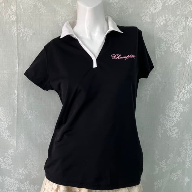 빈티지 챔피언 카라 트임 반팔 1122 모리걸 y2k 스트릿 갸루 펑키 