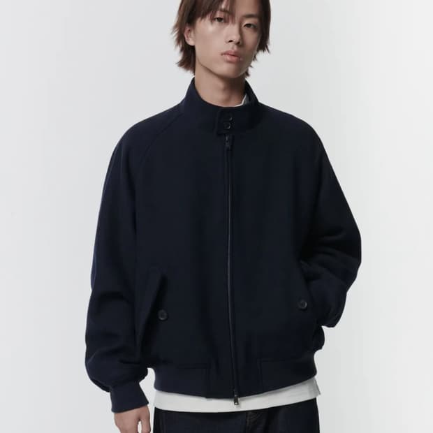 무탠다드 울 블렌드 해링턴 재킷 네이비