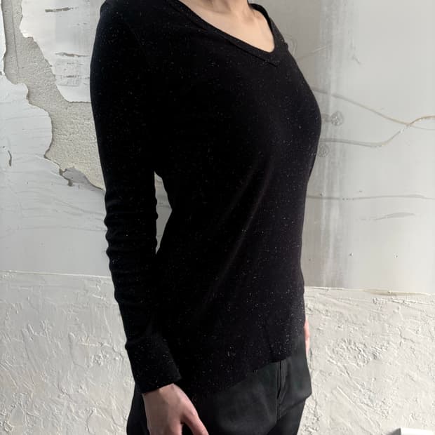 Glitter V-neck Long Sleeve