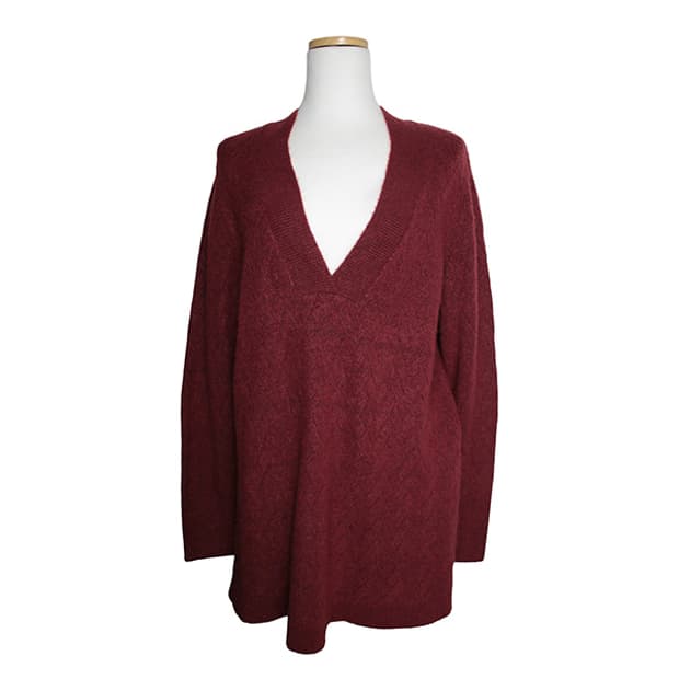 치코스 브이넥 버건디 니트 상의 66, 77