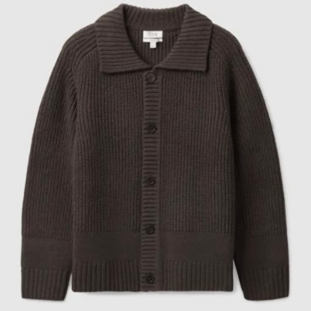 COS 리브드 울 니트 가디건 브라운 XL