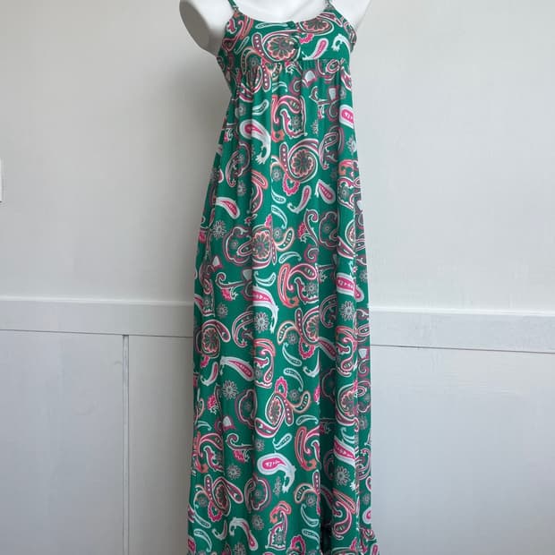RODEO CROWNS 페이즐리 그린 슬립 롱 원피스