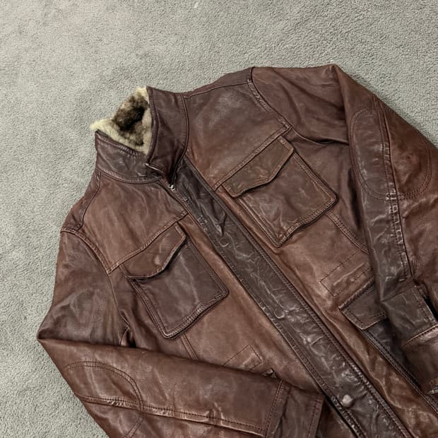 [정품/100] 헨리코튼 브라운 양가죽자켓