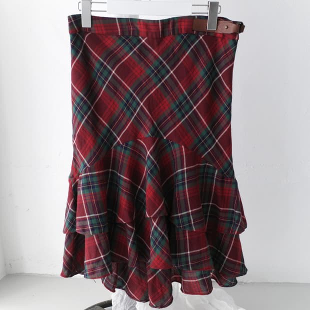 ralph lauren) check flared skirt