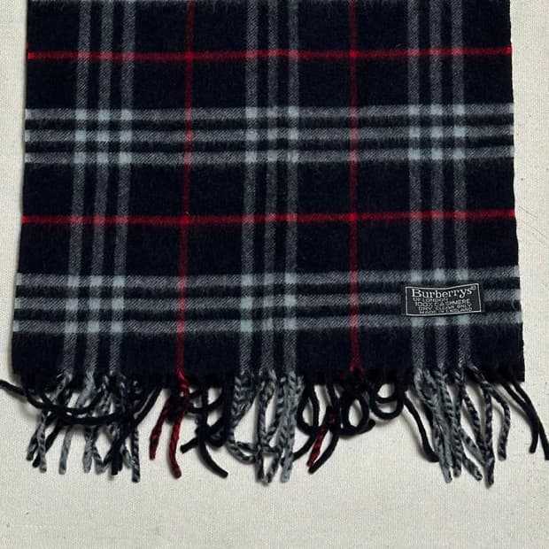 OS 버버리 네이비 노바체크 캐시미어 머플러